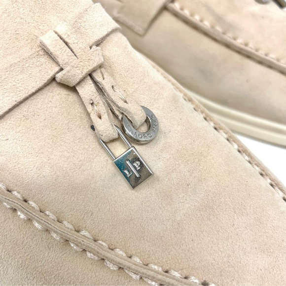 Loro Piana Summer Charms Walk Suede Loafers in Pink Sand Suede Size 36 - Picture 13 of 16
